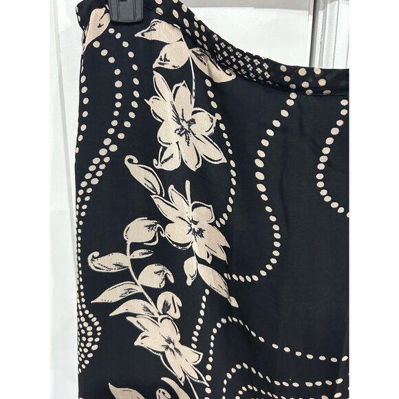 Chicos Design Floral Dot Midi Skirt Black Beige Sz M Rayon Boho Whimsigoth - Picture 5 of 11